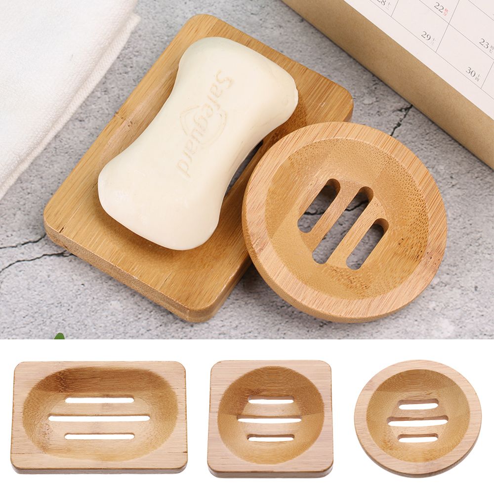 Bamboo Cutlery - Portable Wooden Soap Tray Drainer Dishes