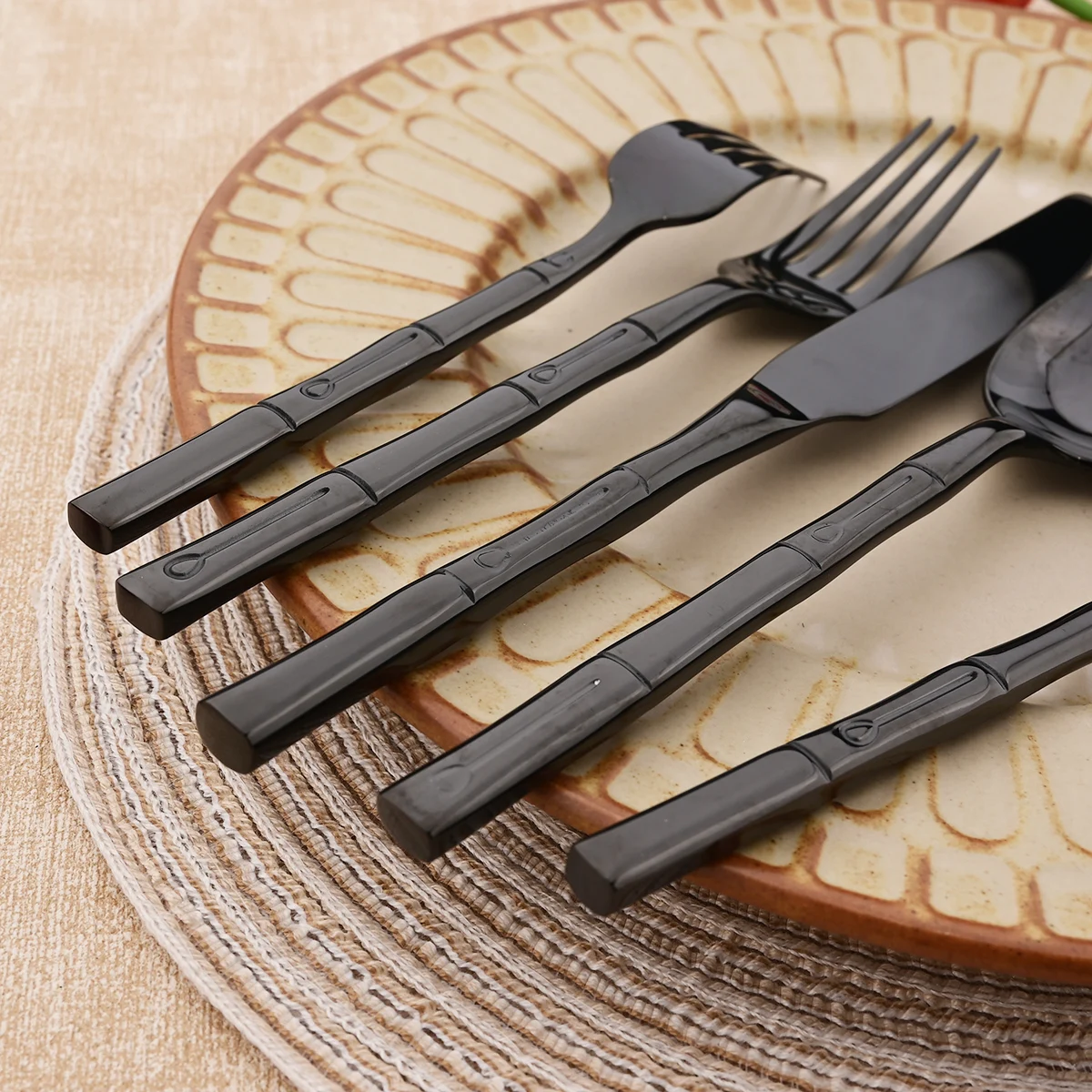 5pcs Knife Fork Spoon Cutlery  - Bamboo Cutlery ulasan dan harga