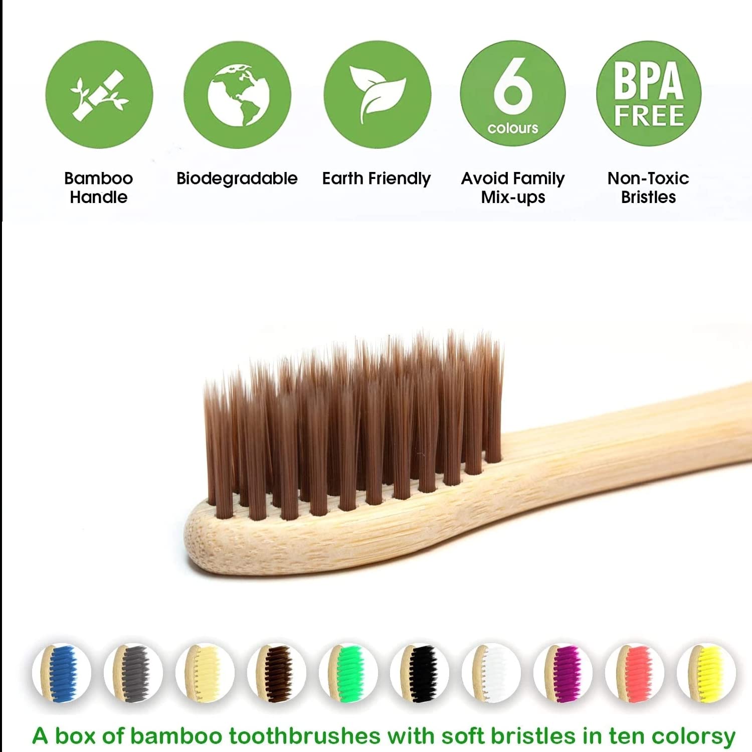 10 Pack Natural Bamboo Toothbr - Bamboo Toothbrush ulasan dan harga