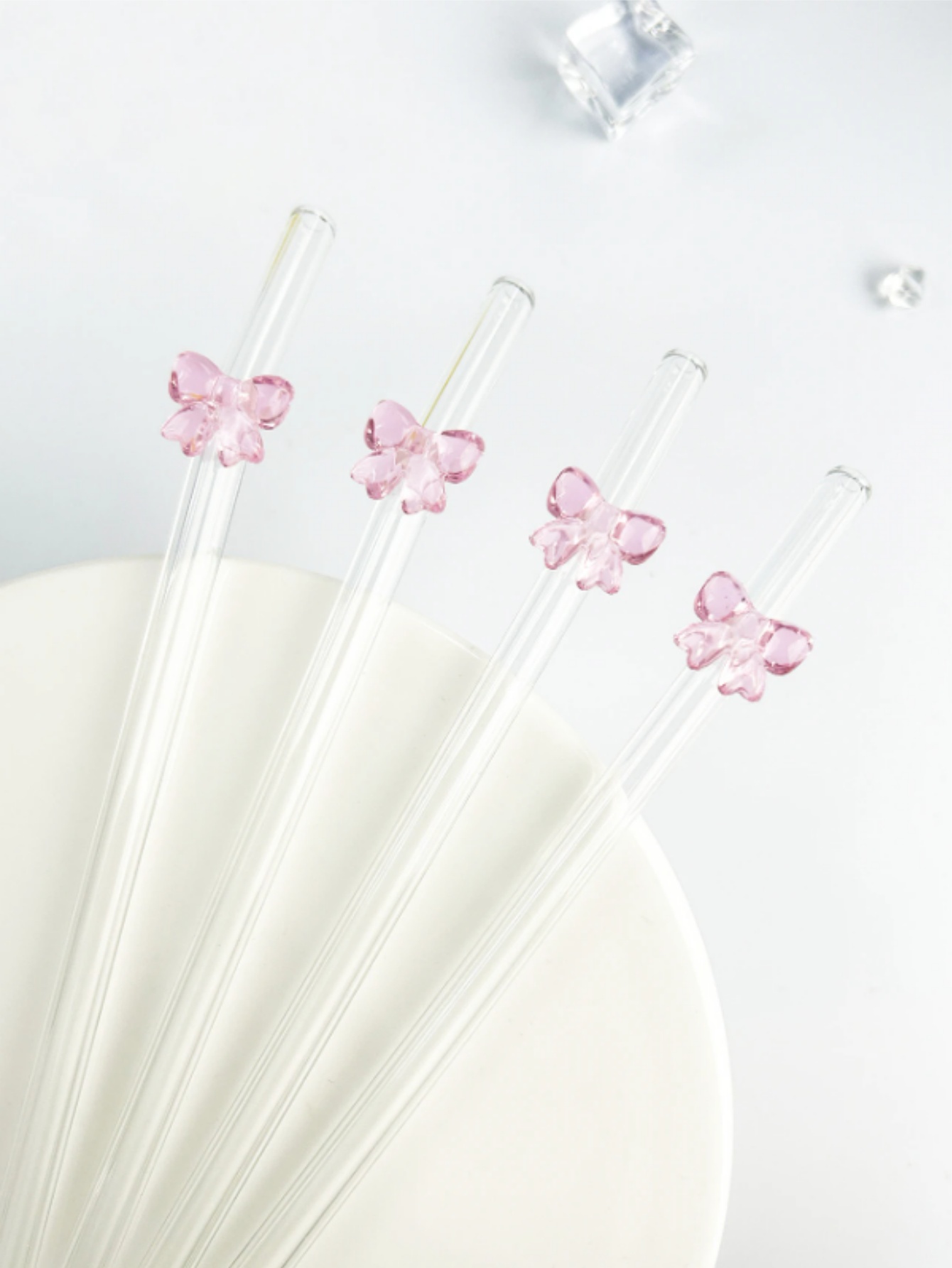 1/6PCS Cute Cartoon Pink Bowkn - Reusable Straw ulasan dan harga