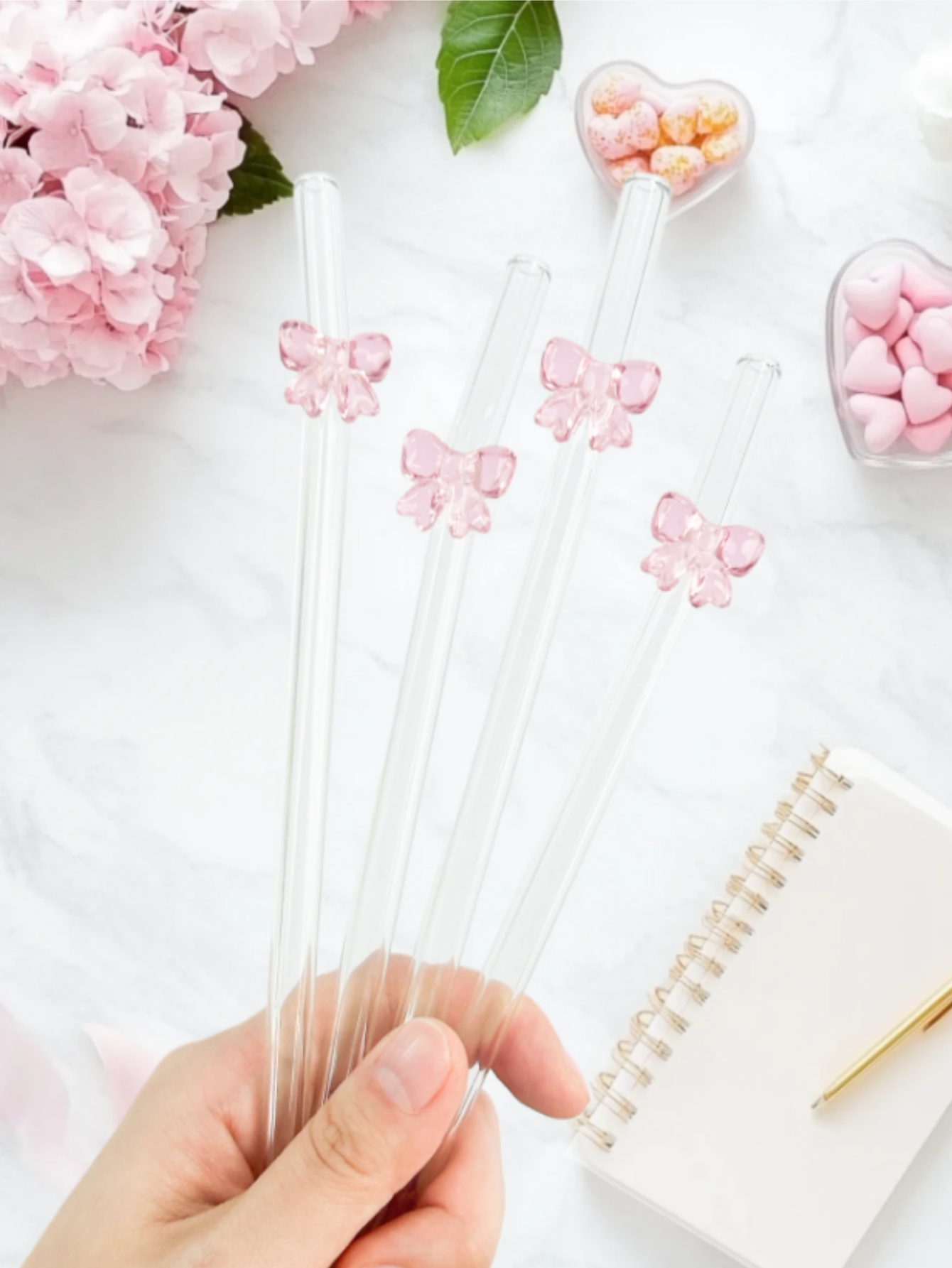 1/6PCS Cute Cartoon Pink Bowkn - Reusable Straw ulasan dan harga