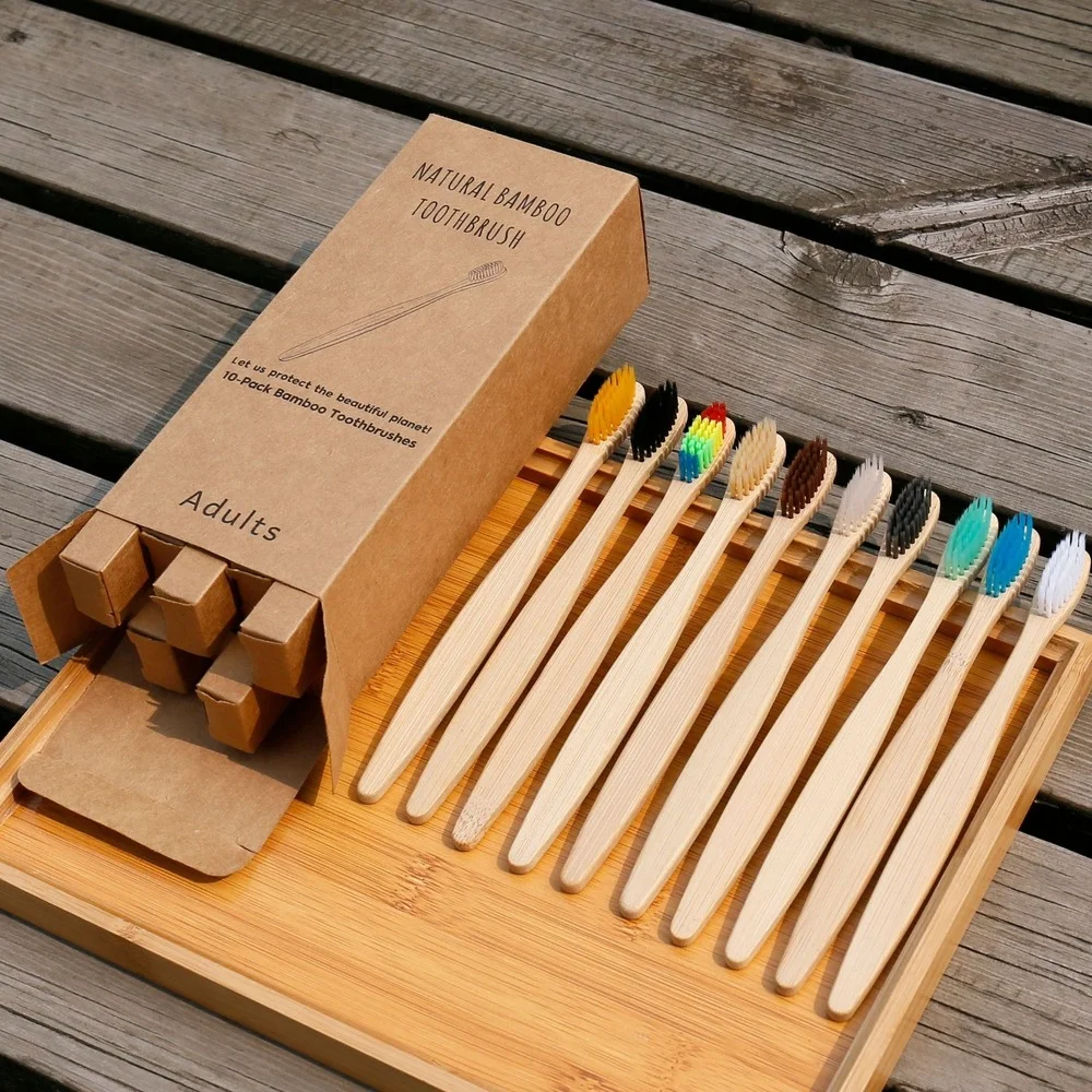 10PCS Colorful Toothbrush Natu - Bamboo Toothbrush ulasan dan harga