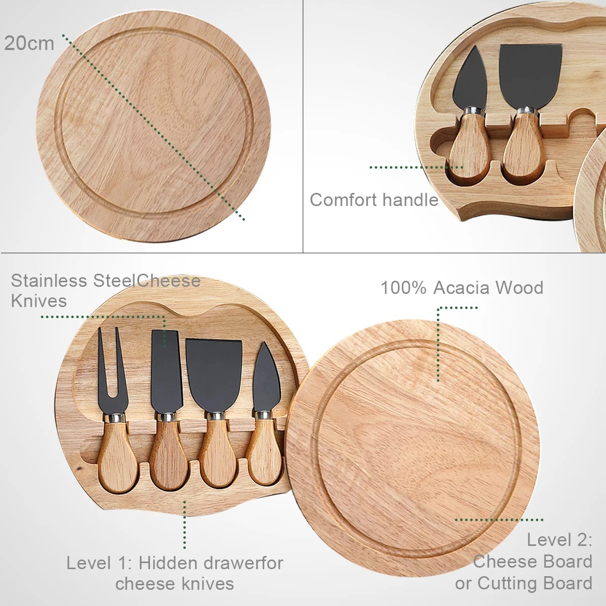 Cheese Knives Set for Charcute - Bamboo Cutlery ulasan dan harga