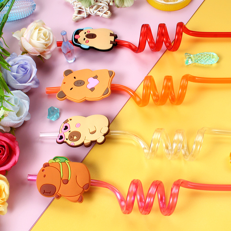 12pcs Cartoon Capybara Reusabl - Reusable Straw ulasan dan harga