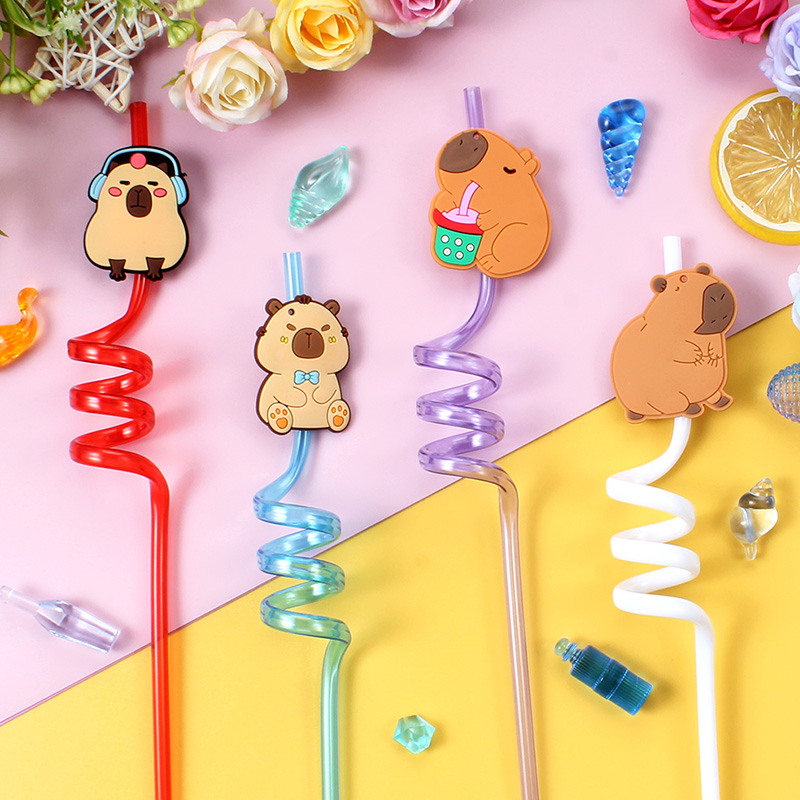 12pcs Cartoon Capybara Reusabl - Reusable Straw ulasan dan harga