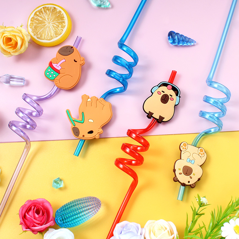 12pcs Cartoon Capybara Reusabl - Reusable Straw ulasan dan harga