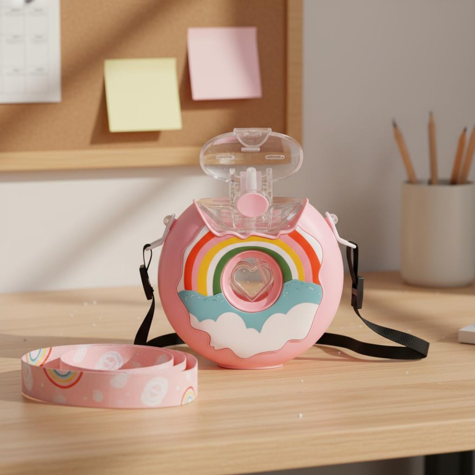 Donut Water Bottle Leak-Resist - Reusable Straw ulasan dan harga