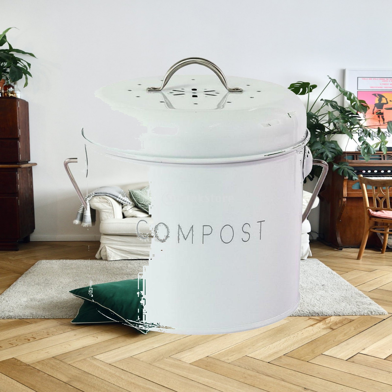Desktop Trash Can for Kitchen  - Compost Bin ulasan dan harga